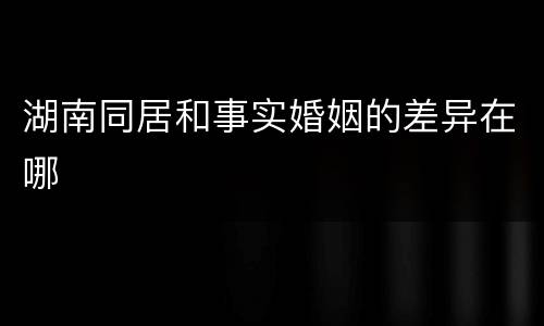 湖南同居和事实婚姻的差异在哪