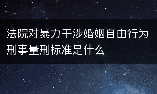 法院对暴力干涉婚姻自由行为刑事量刑标准是什么