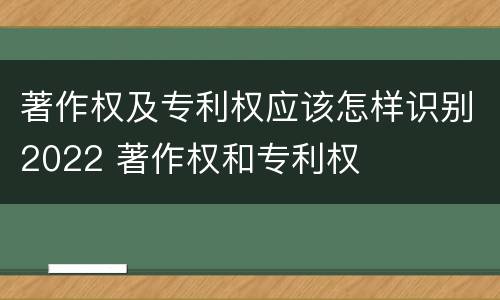 著作权及专利权应该怎样识别2022 著作权和专利权