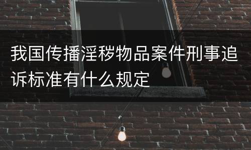 我国传播淫秽物品案件刑事追诉标准有什么规定