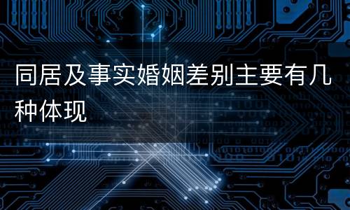 同居及事实婚姻差别主要有几种体现