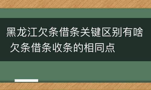 黑龙江欠条借条关键区别有啥 欠条借条收条的相同点