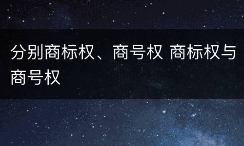 分别商标权、商号权 商标权与商号权