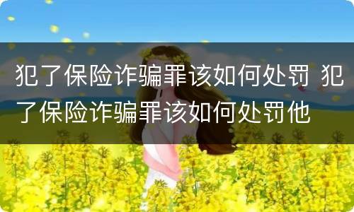 犯了保险诈骗罪该如何处罚 犯了保险诈骗罪该如何处罚他