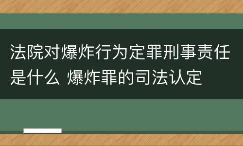 法院对爆炸行为定罪刑事责任是什么 爆炸罪的司法认定