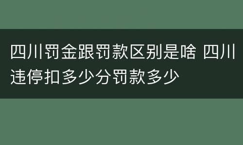 四川罚金跟罚款区别是啥 四川违停扣多少分罚款多少