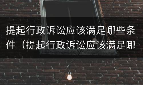 提起行政诉讼应该满足哪些条件（提起行政诉讼应该满足哪些条件和要求）