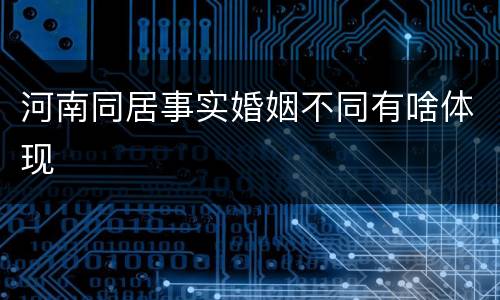 河南同居事实婚姻不同有啥体现