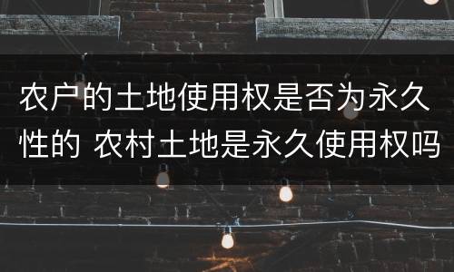 农户的土地使用权是否为永久性的 农村土地是永久使用权吗