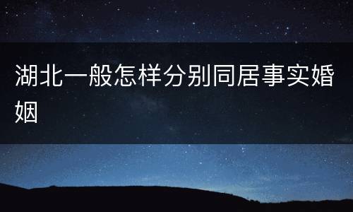 湖北一般怎样分别同居事实婚姻