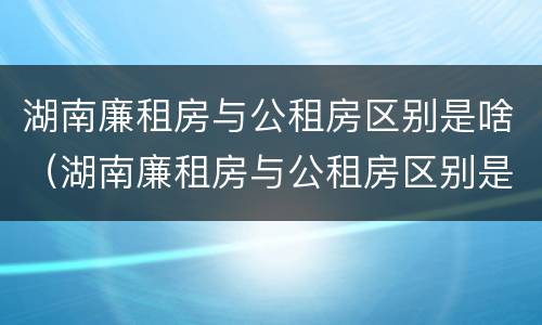 湖南廉租房与公租房区别是啥（湖南廉租房与公租房区别是啥啊）