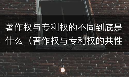 著作权与专利权的不同到底是什么（著作权与专利权的共性有）
