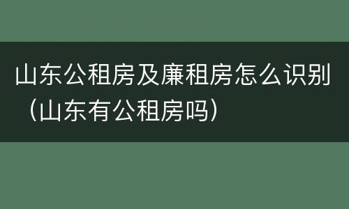 山东公租房及廉租房怎么识别（山东有公租房吗）