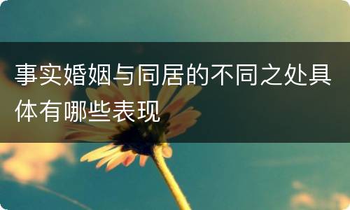 事实婚姻与同居的不同之处具体有哪些表现