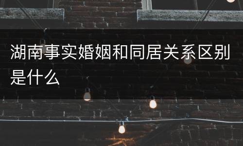 湖南事实婚姻和同居关系区别是什么