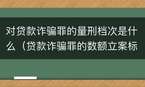对贷款诈骗罪的量刑档次是什么（贷款诈骗罪的数额立案标准）