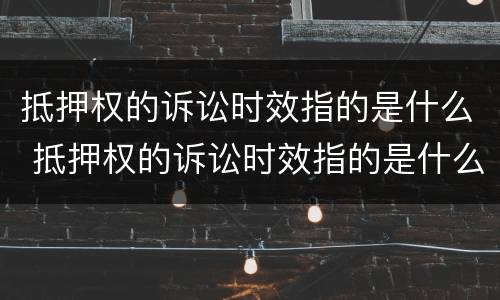 抵押权的诉讼时效指的是什么 抵押权的诉讼时效指的是什么