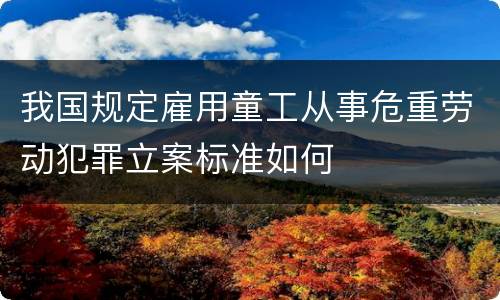 我国规定雇用童工从事危重劳动犯罪立案标准如何