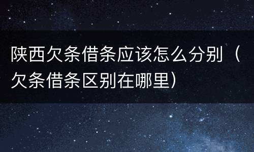 陕西欠条借条应该怎么分别（欠条借条区别在哪里）