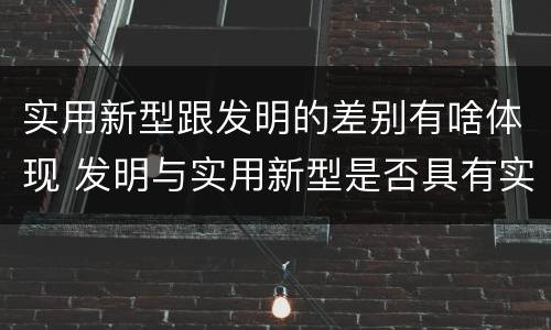 实用新型跟发明的差别有啥体现 发明与实用新型是否具有实用性
