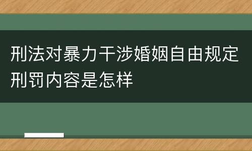 刑法对暴力干涉婚姻自由规定刑罚内容是怎样