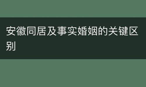 安徽同居及事实婚姻的关键区别