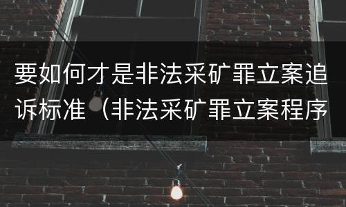 要如何才是非法采矿罪立案追诉标准（非法采矿罪立案程序）