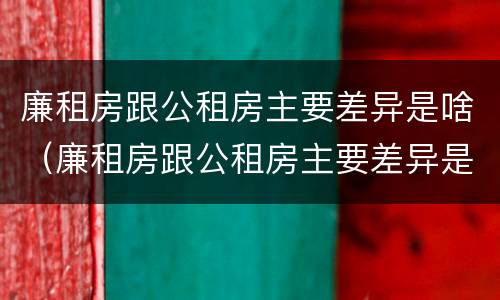 廉租房跟公租房主要差异是啥（廉租房跟公租房主要差异是啥意思）