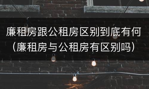 廉租房跟公租房区别到底有何（廉租房与公租房有区别吗）