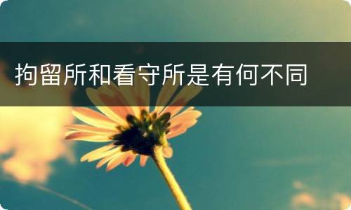拘留所和看守所是有何不同