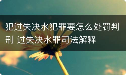 犯过失决水犯罪要怎么处罚判刑 过失决水罪司法解释