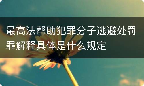 最高法帮助犯罪分子逃避处罚罪解释具体是什么规定