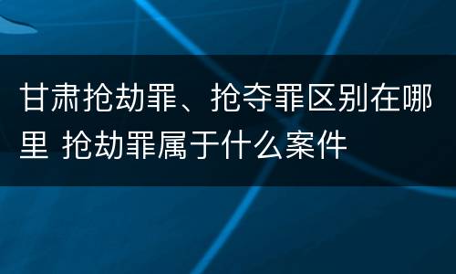甘肃抢劫罪、抢夺罪区别在哪里 抢劫罪属于什么案件