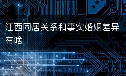 江西同居关系和事实婚姻差异有啥