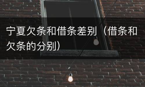 宁夏欠条和借条差别（借条和欠条的分别）