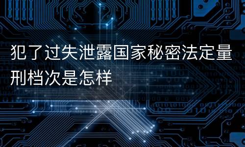 犯了过失泄露国家秘密法定量刑档次是怎样