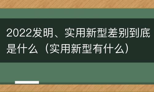 2022发明、实用新型差别到底是什么（实用新型有什么）