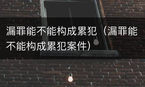 漏罪能不能构成累犯（漏罪能不能构成累犯案件）
