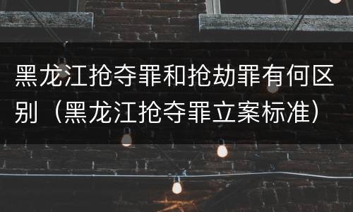 黑龙江抢夺罪和抢劫罪有何区别（黑龙江抢夺罪立案标准）