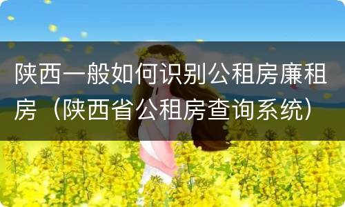 陕西一般如何识别公租房廉租房（陕西省公租房查询系统）