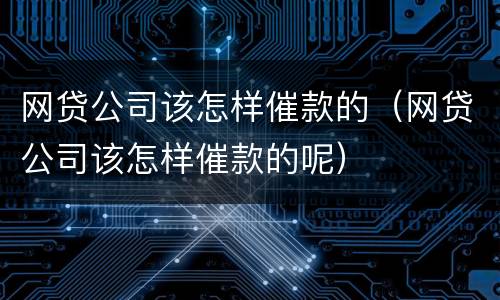网贷公司该怎样催款的（网贷公司该怎样催款的呢）