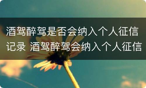 酒驾醉驾是否会纳入个人征信记录 酒驾醉驾会纳入个人征信记录吗