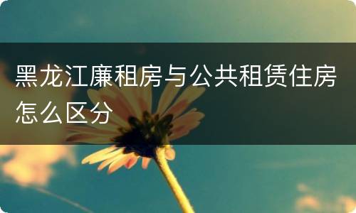 黑龙江廉租房与公共租赁住房怎么区分