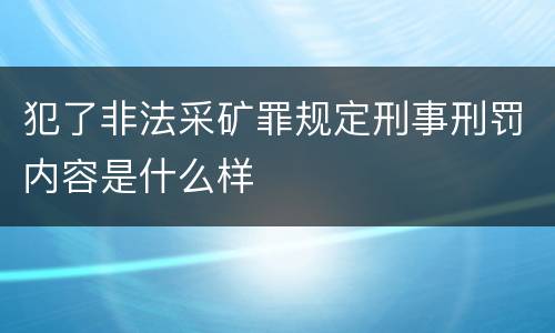 犯了非法采矿罪规定刑事刑罚内容是什么样