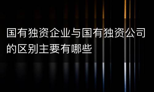 国有独资企业与国有独资公司的区别主要有哪些