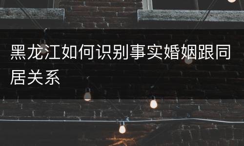 黑龙江如何识别事实婚姻跟同居关系