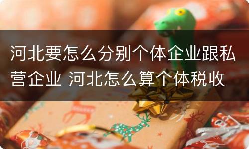 河北要怎么分别个体企业跟私营企业 河北怎么算个体税收