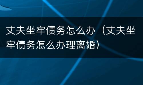 丈夫坐牢债务怎么办（丈夫坐牢债务怎么办理离婚）