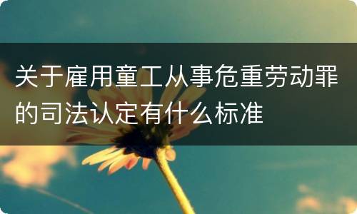 关于雇用童工从事危重劳动罪的司法认定有什么标准