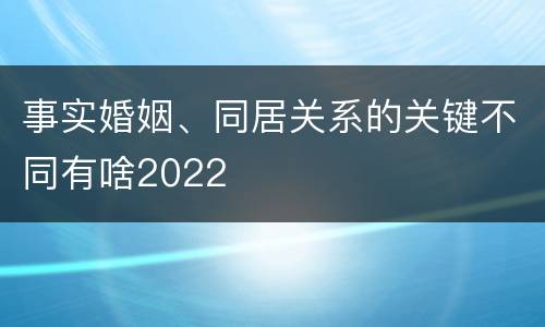 事实婚姻、同居关系的关键不同有啥2022